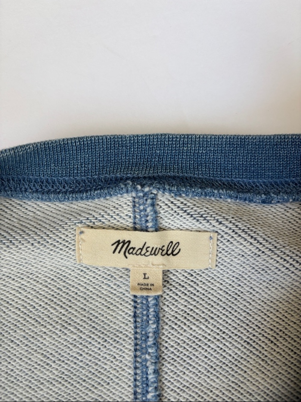 Madewell Blue Indigo Dyed Beach Colorblock Patchwork Swearshirt Womens Large - Picture 2 of 10